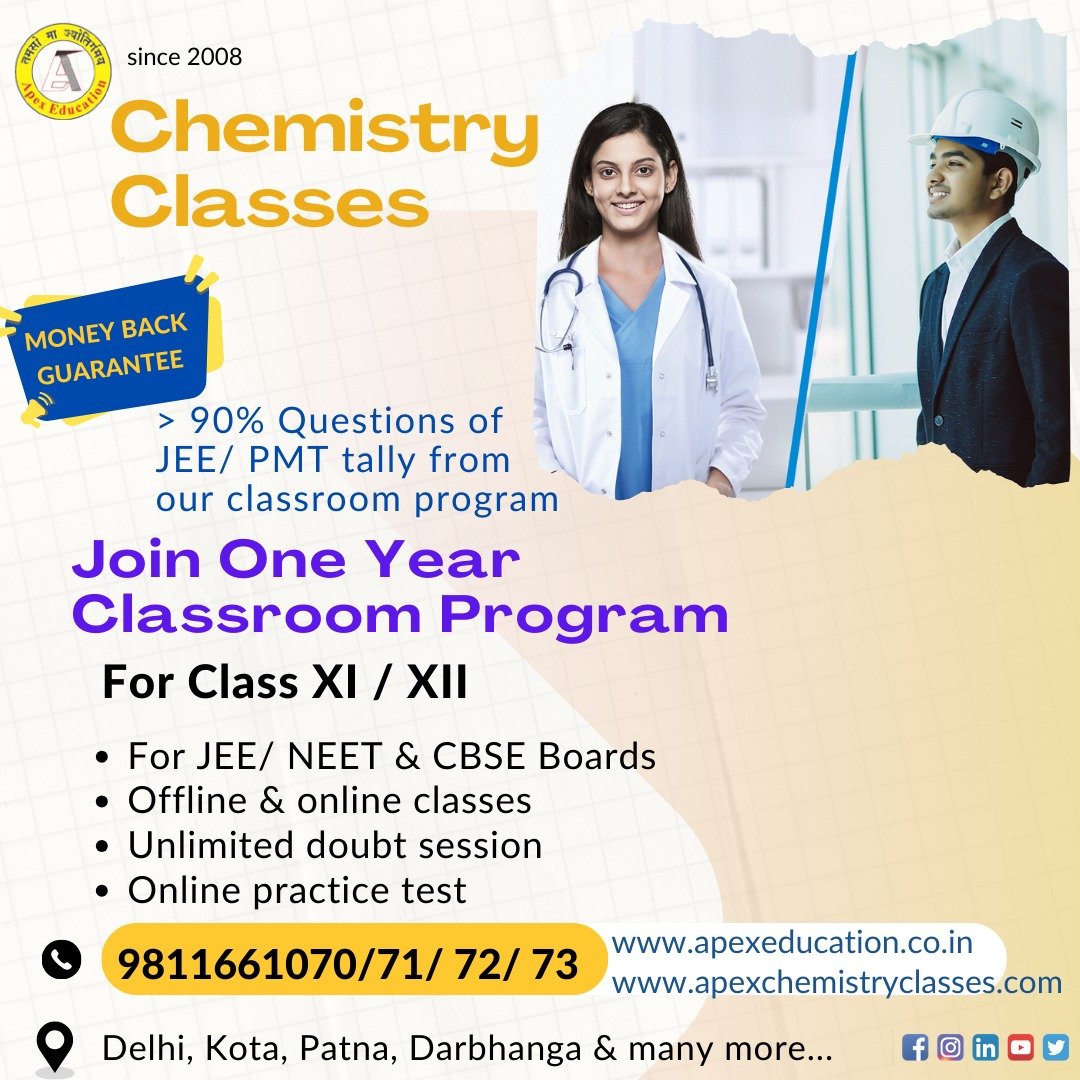 Online Chemistry classes for JEE / NEET-UG for indian | NRI students ( XII studying / XII Pass)